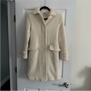 Size 6 Vintage Bill Blass White Boiled Wool Long Winter Coat